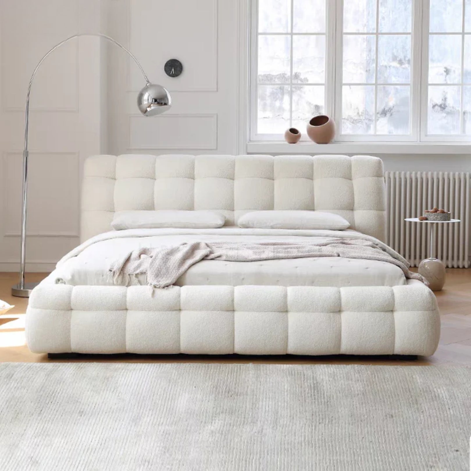 Cleo Luxury Upholstered Bed In Boucle