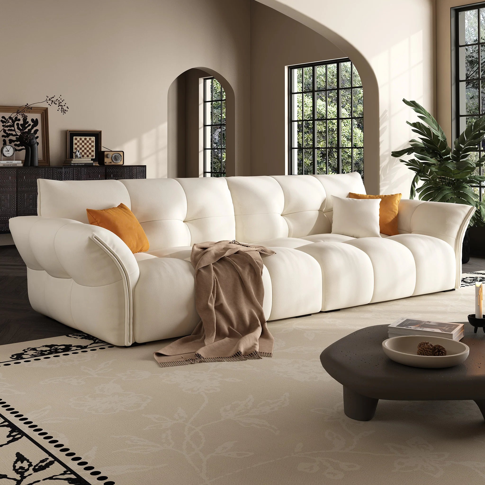 Lily Premium Sofa Set In White