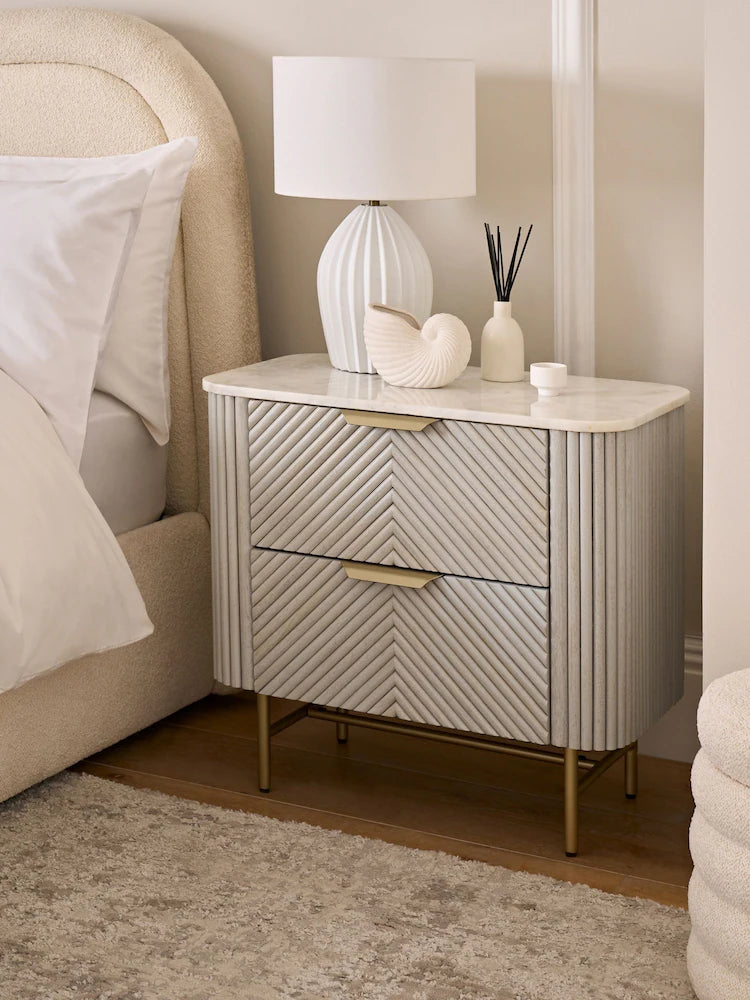 Flutted Grey Pu Side Tables