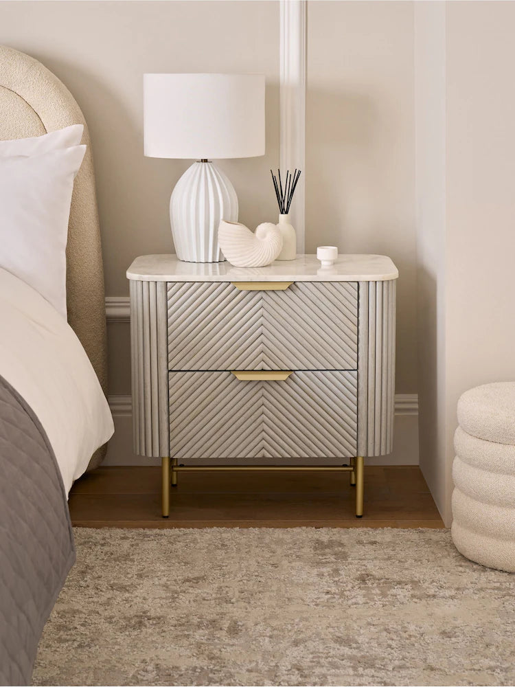Flutted Grey Pu Side Tables