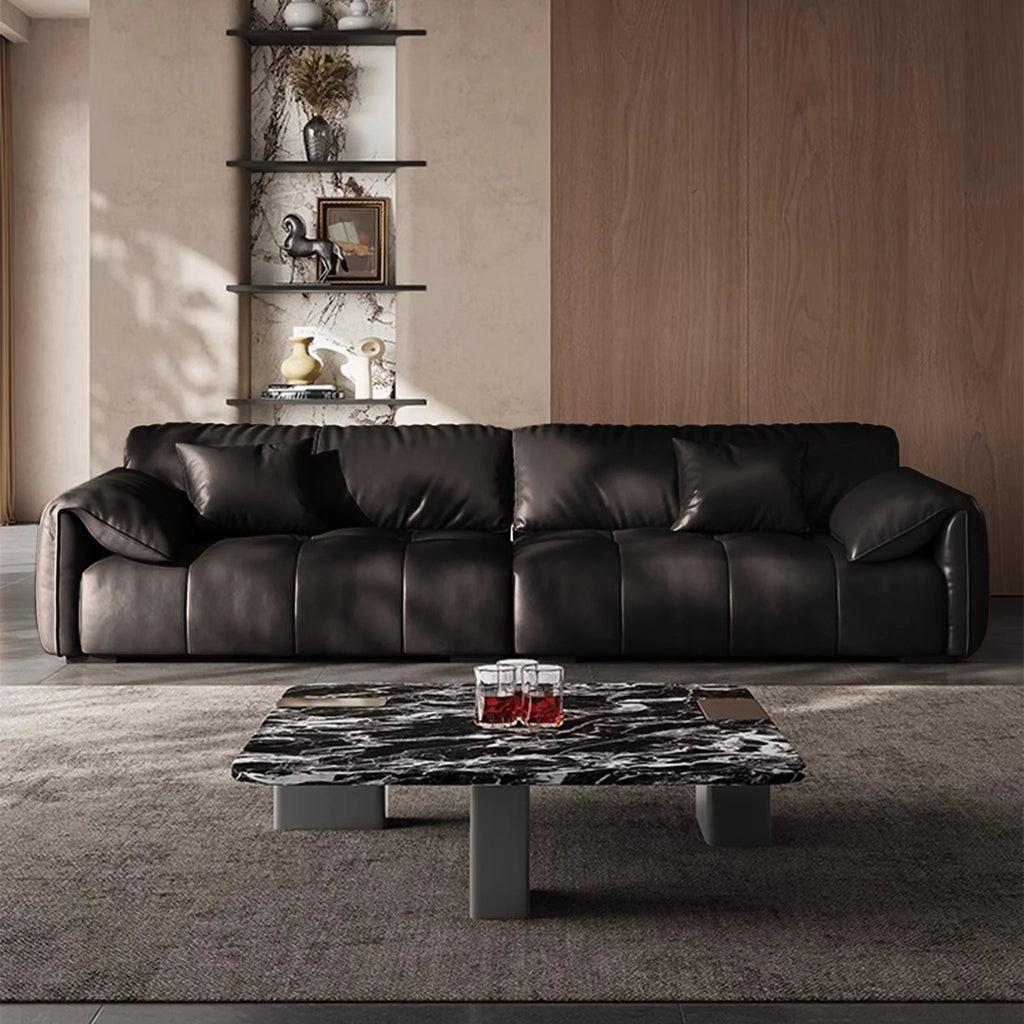 Black Premium Leatherette Sofa Set
