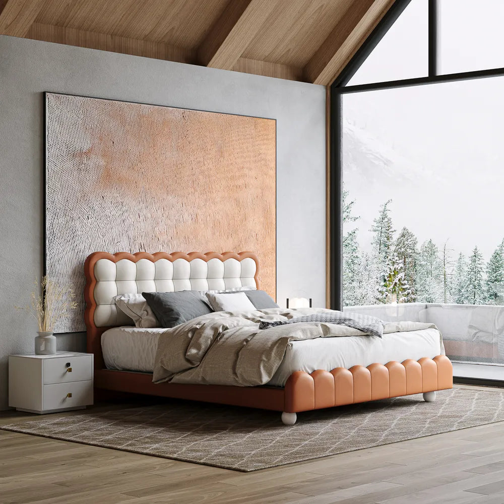Bubble Upholstered Bed In Leatherette