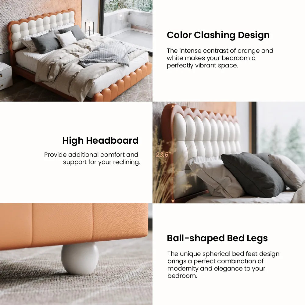 Bubble Upholstered Bed In Leatherette