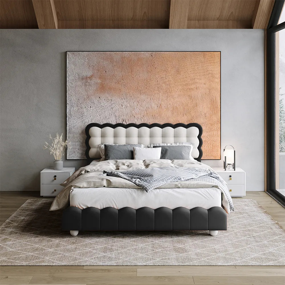 Bubble Upholstered Bed In Leatherette