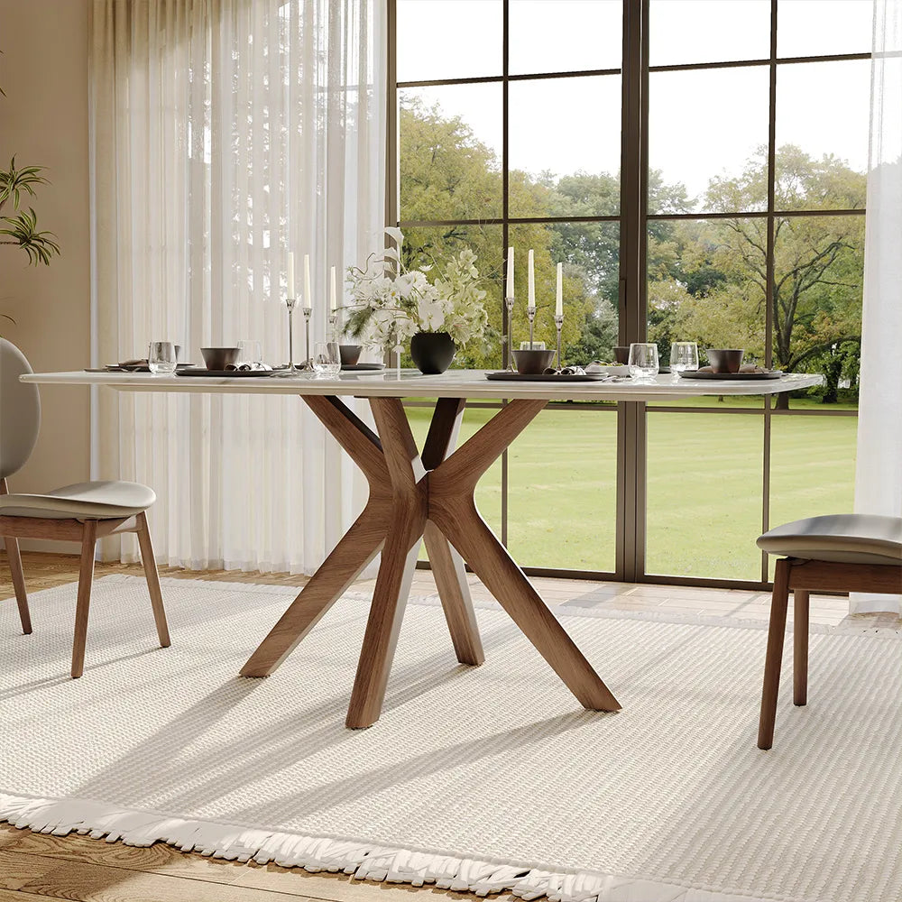 Mario Dining Table With Stainless Steel Frame