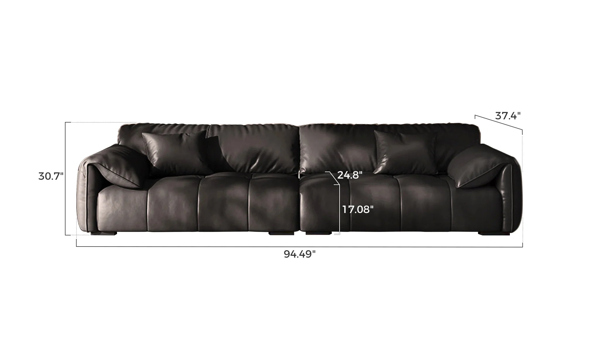 Black Premium Leatherette Sofa Set