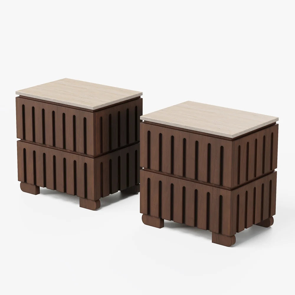 Modern Walnut Frame Bed In Suede