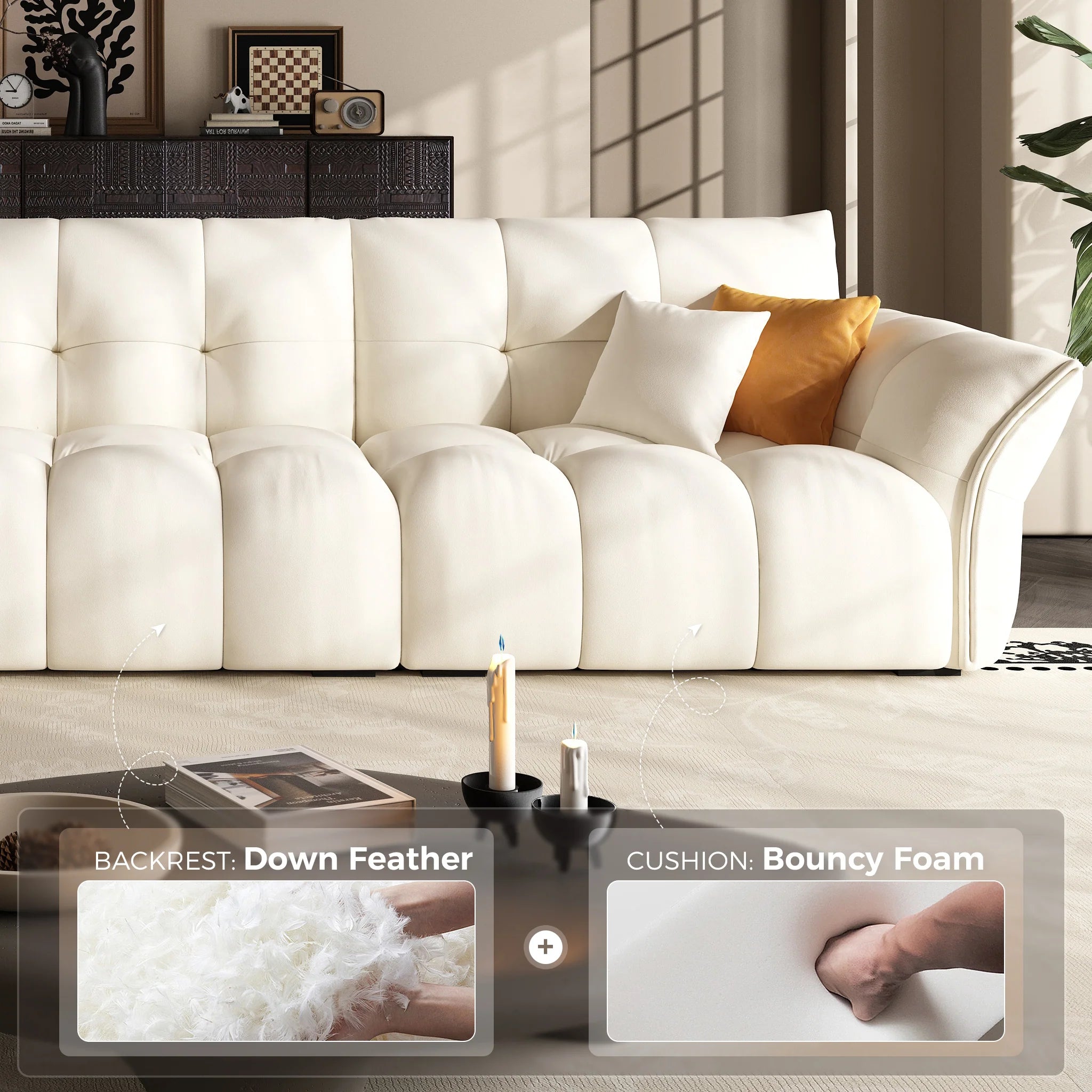 Lily Premium Sofa Set In White