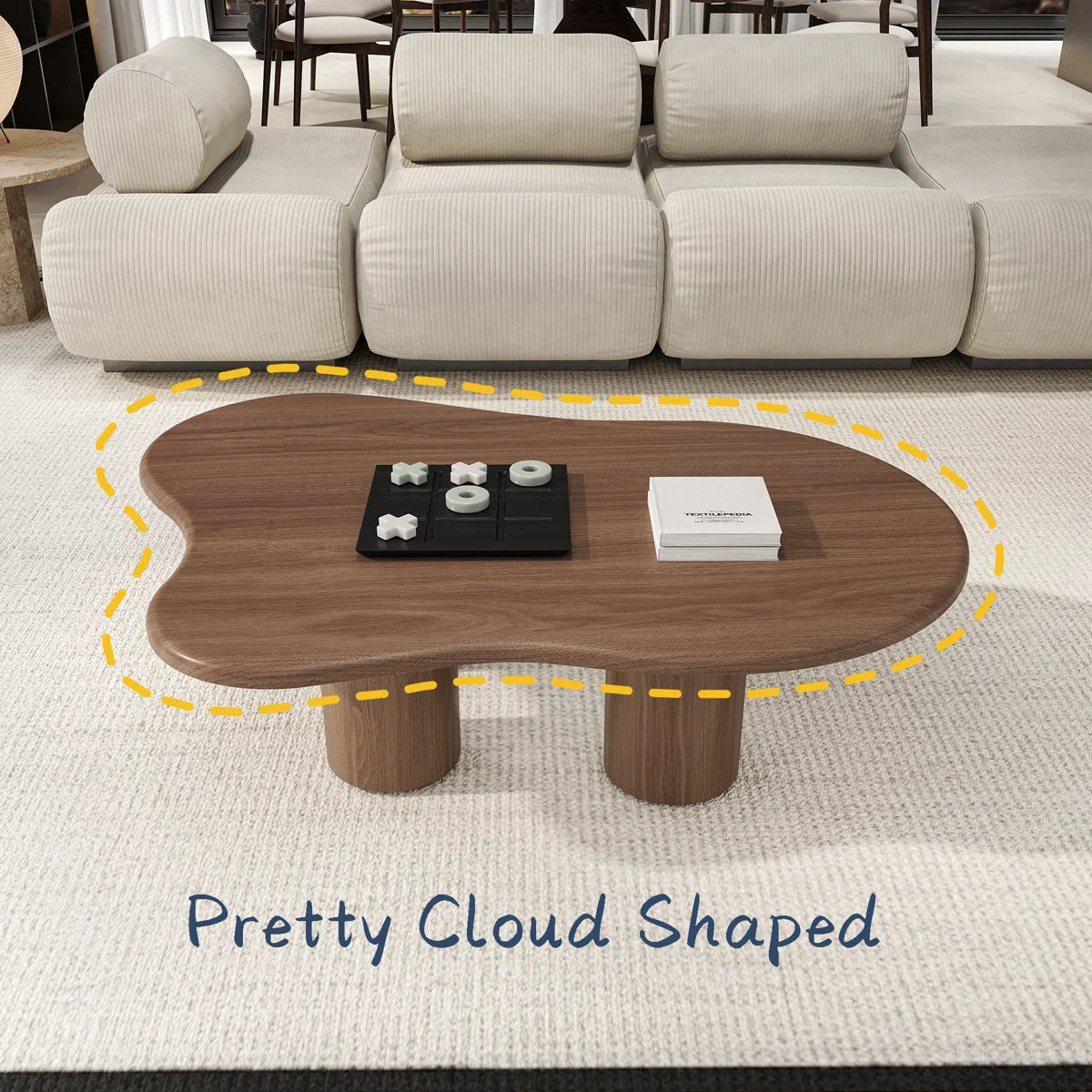Cloud Shaped Solid Wood Centre Table
