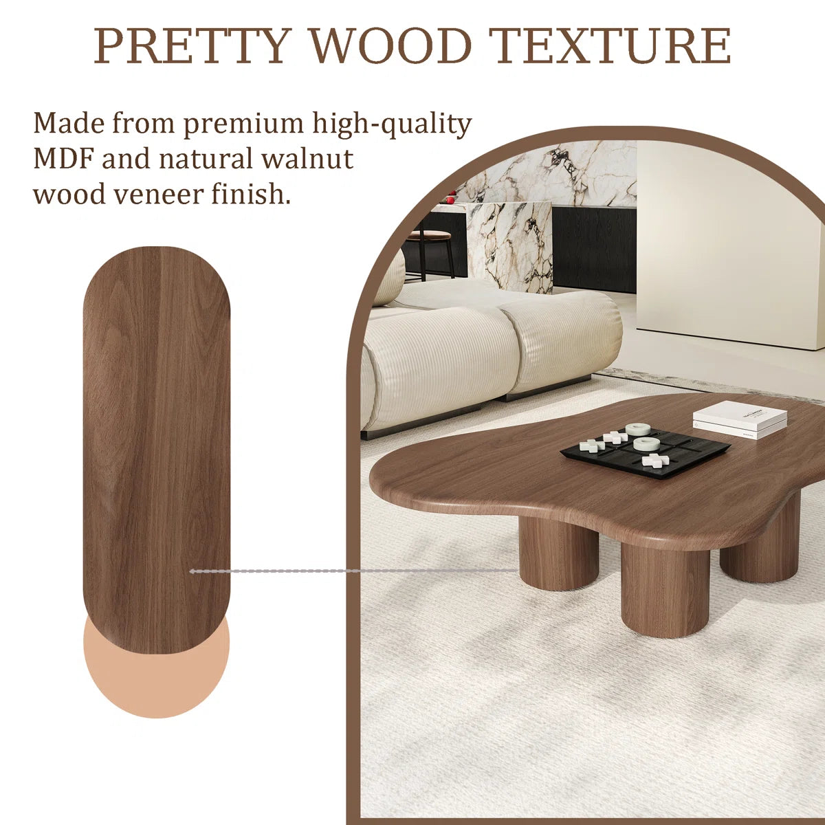 Cloud Shaped Solid Wood Centre Table