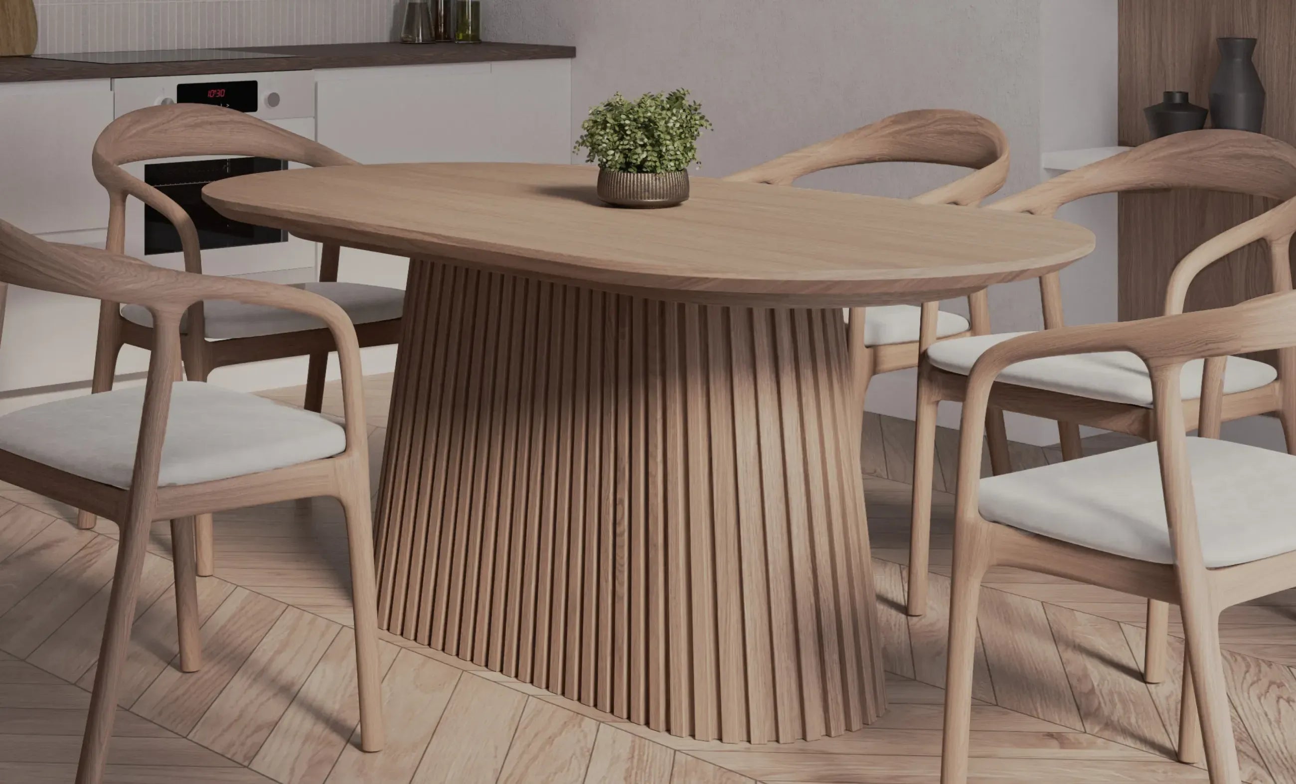 Lugo Luxe Oak Wood Dining Set