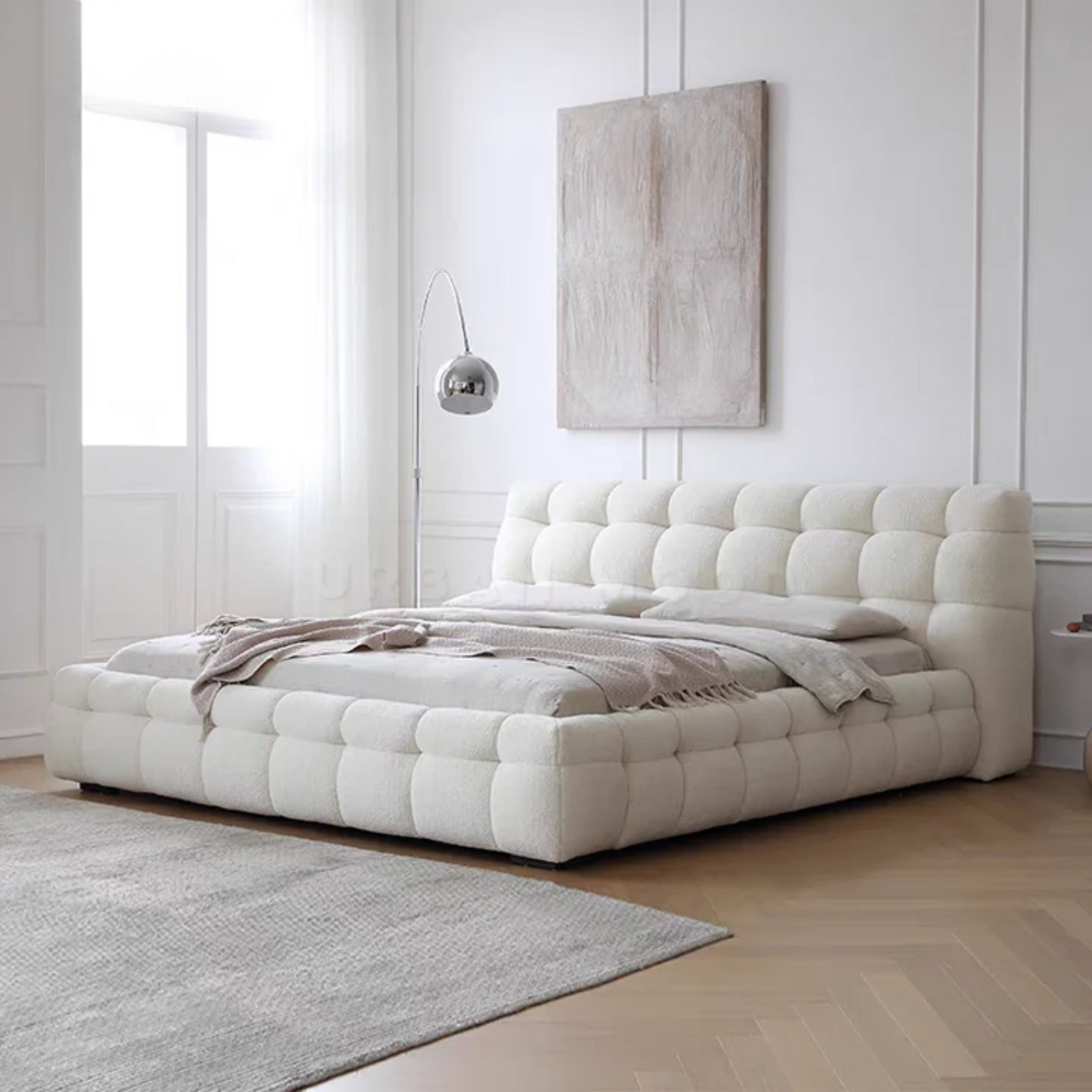Cleo Luxury Upholstered Bed In Boucle