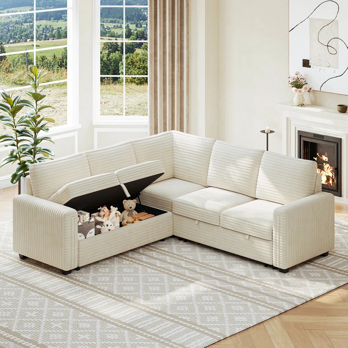 Macro L Shaped Sofa Cum Bed