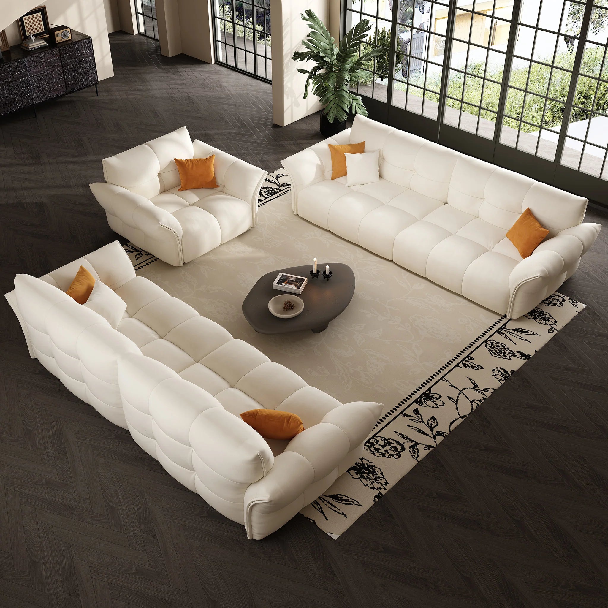 Lily Premium Sofa Set In White