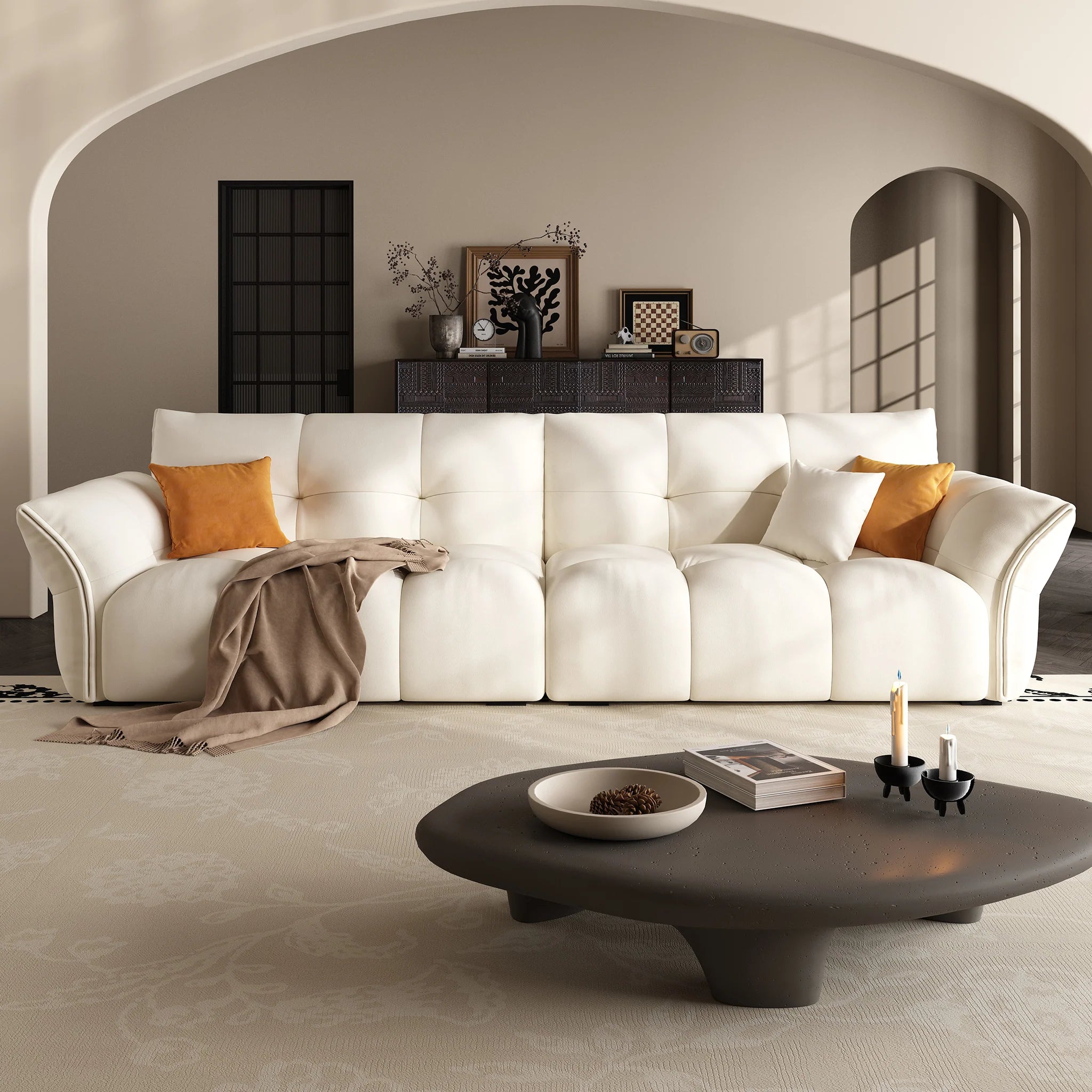 Lily Premium Sofa Set In White