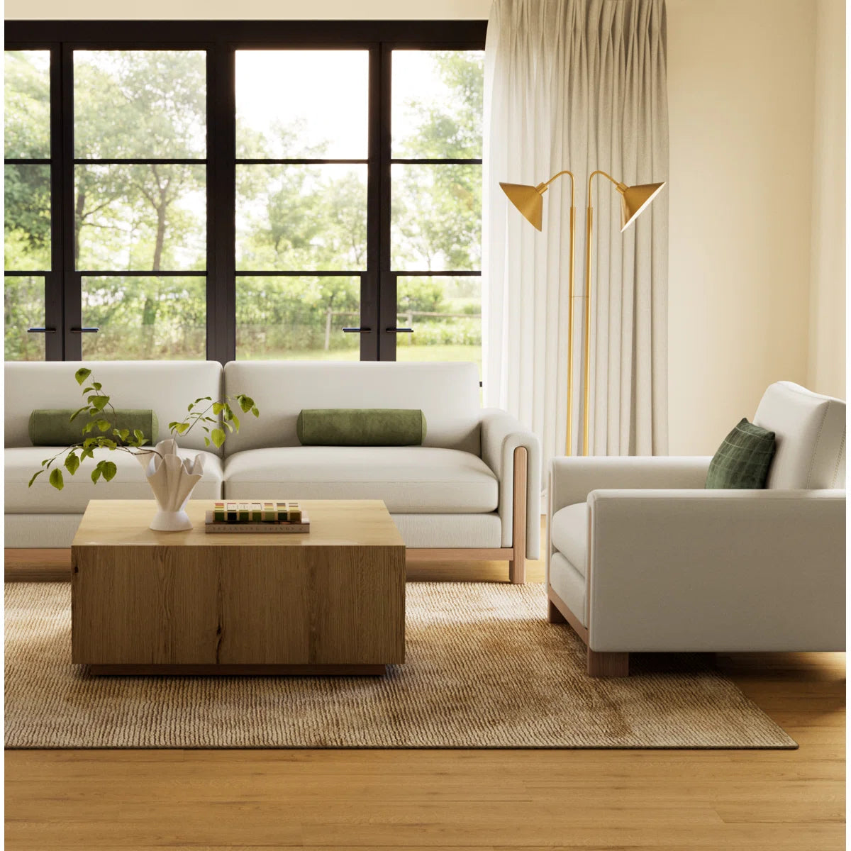 Adelle Wooden Framed Sober Sofa Set