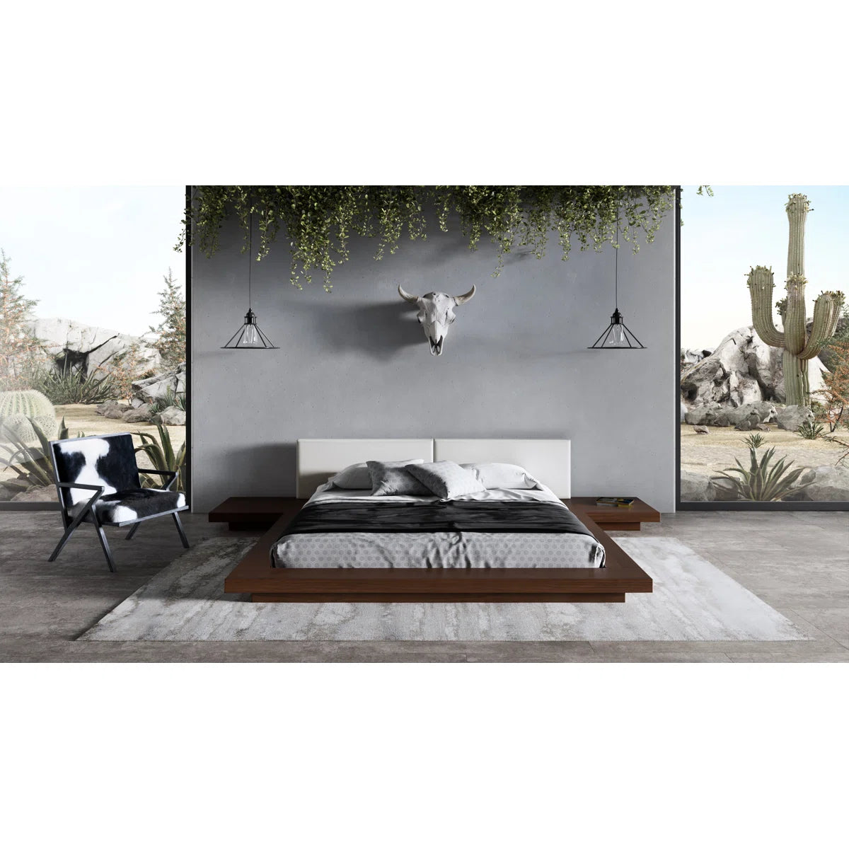Anzela Vegan Leather Platform Bed