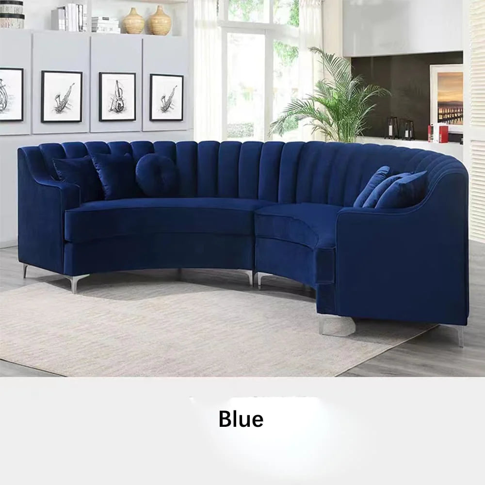 Flute Living Sectional Sofa Set In Velvet