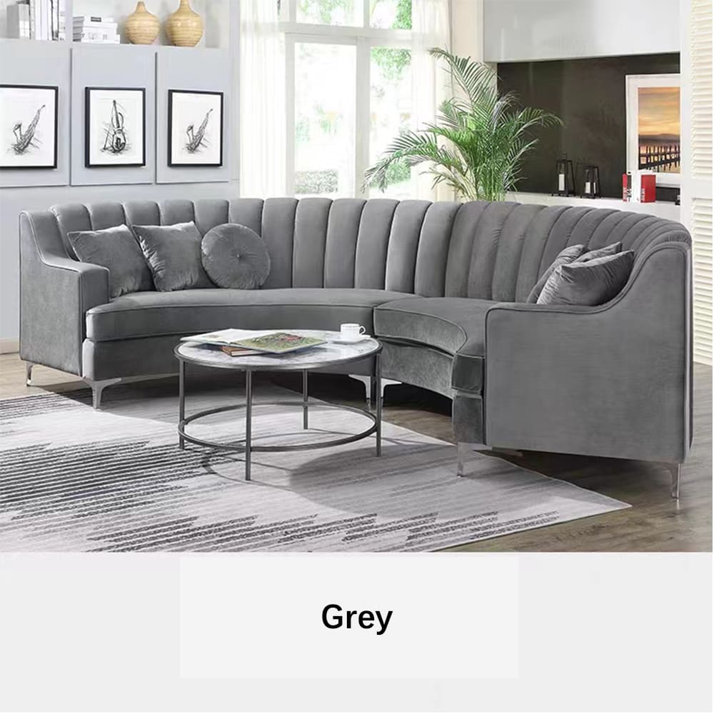 Flute Living Sectional Sofa Set In Velvet