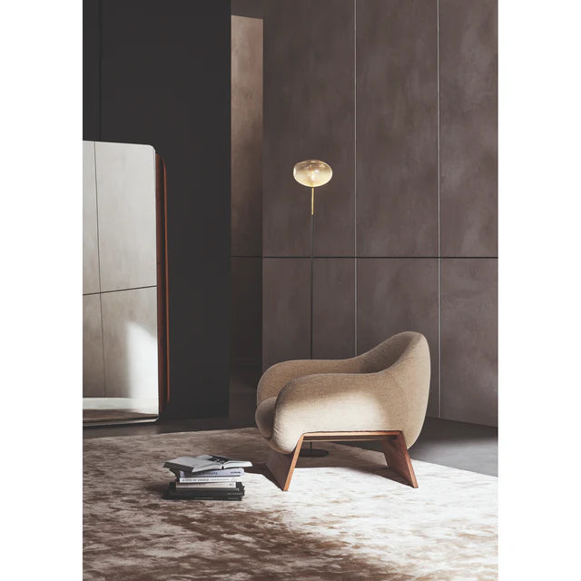 Bridge Base Accent Chair In Wood Frame