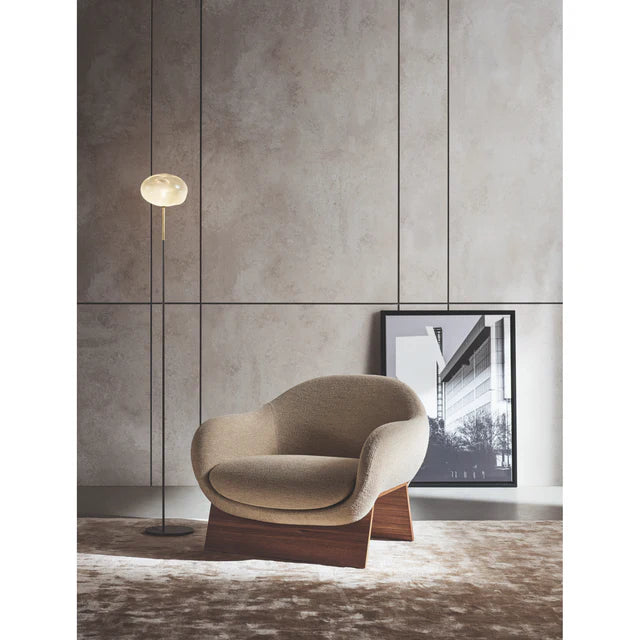 Bridge Base Accent Chair In Wood Frame