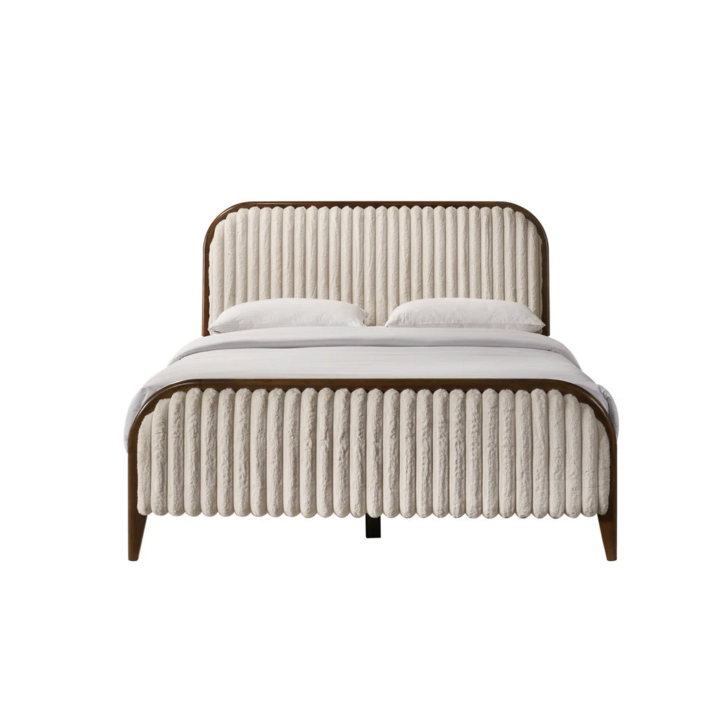 Cossette Wood Framed Without Storage Bed In Boucle