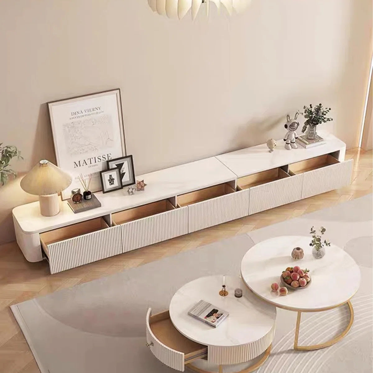 Galaxy Pro Pu Polish Tv Unit In White