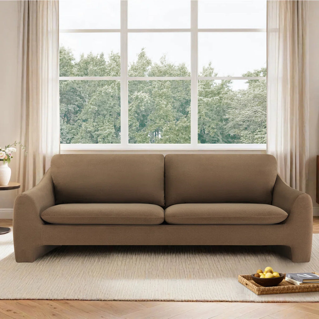 Hana Brown Curved Sofa