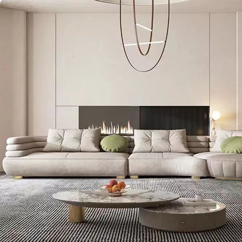 Eric Sectional Sofa Set In Suede