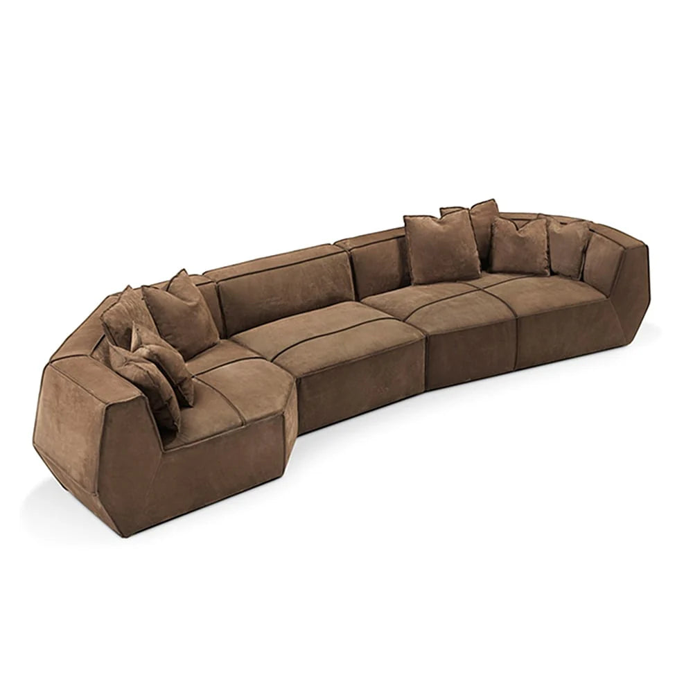 Falcon Matte Sectional Sofa Set In Suede