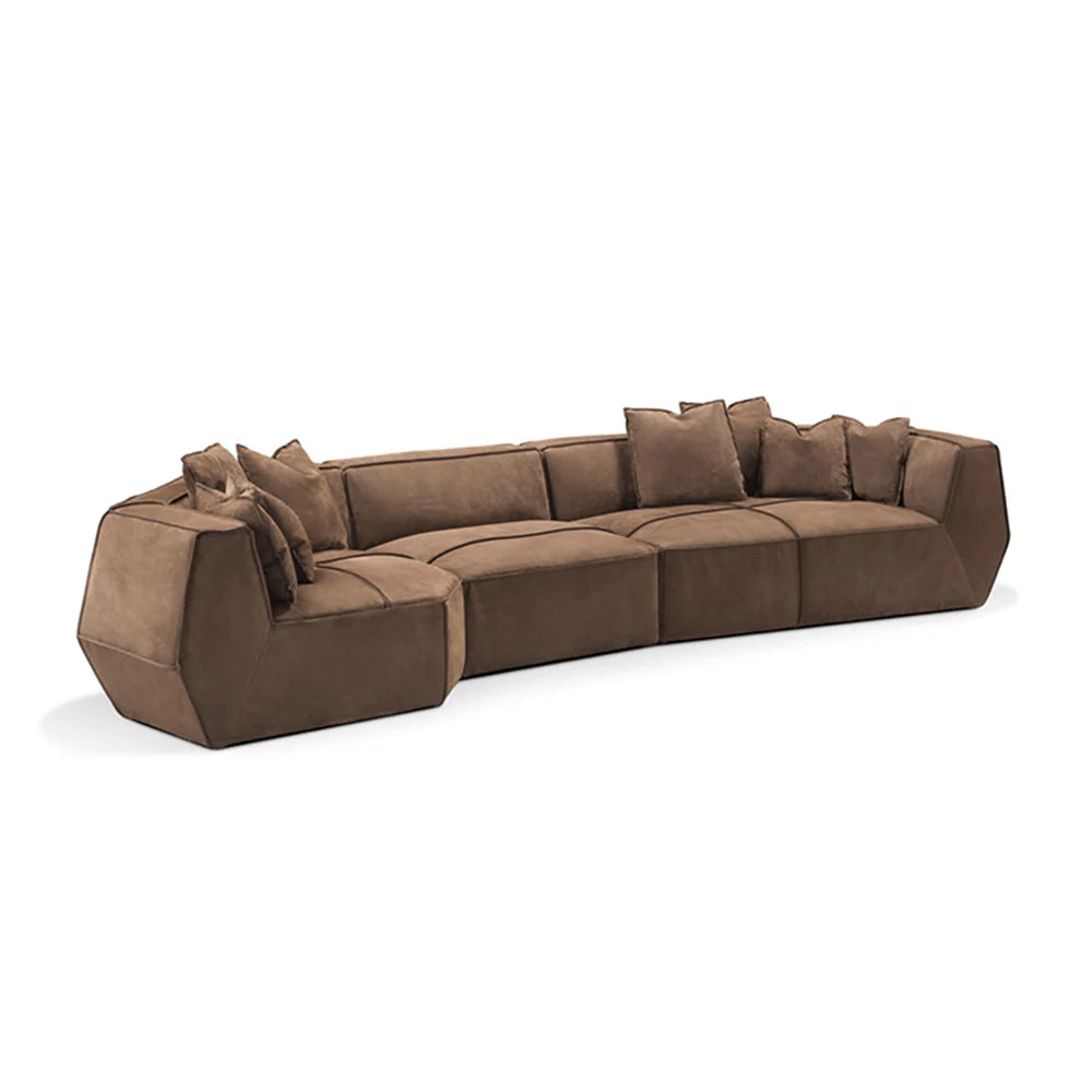Falcon Matte Sectional Sofa Set In Suede