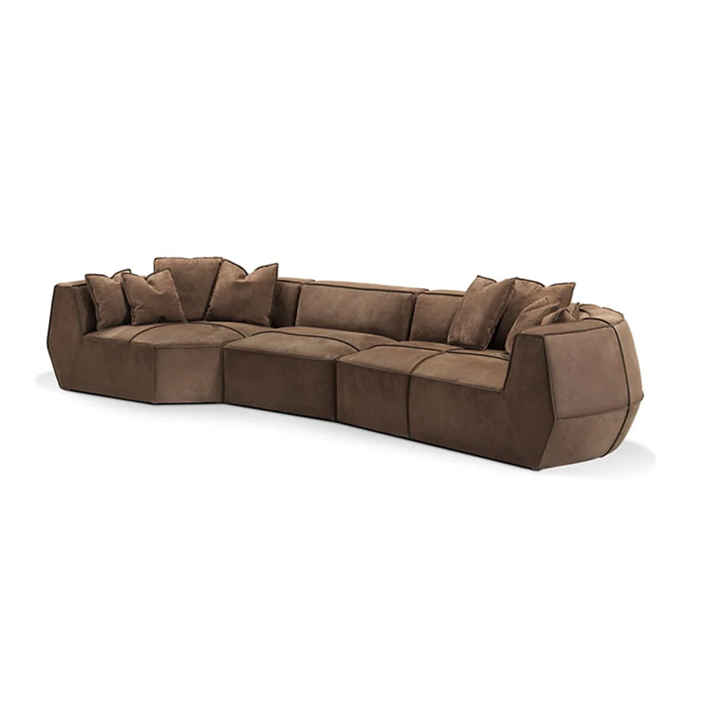 Falcon Matte Sectional Sofa Set In Suede