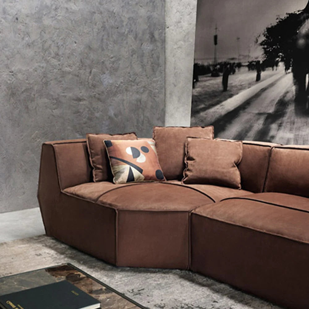Falcon Matte Sectional Sofa Set In Suede