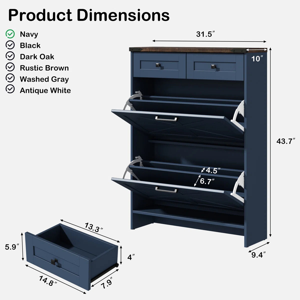 Farmhouse Blue Shoe Cabinet