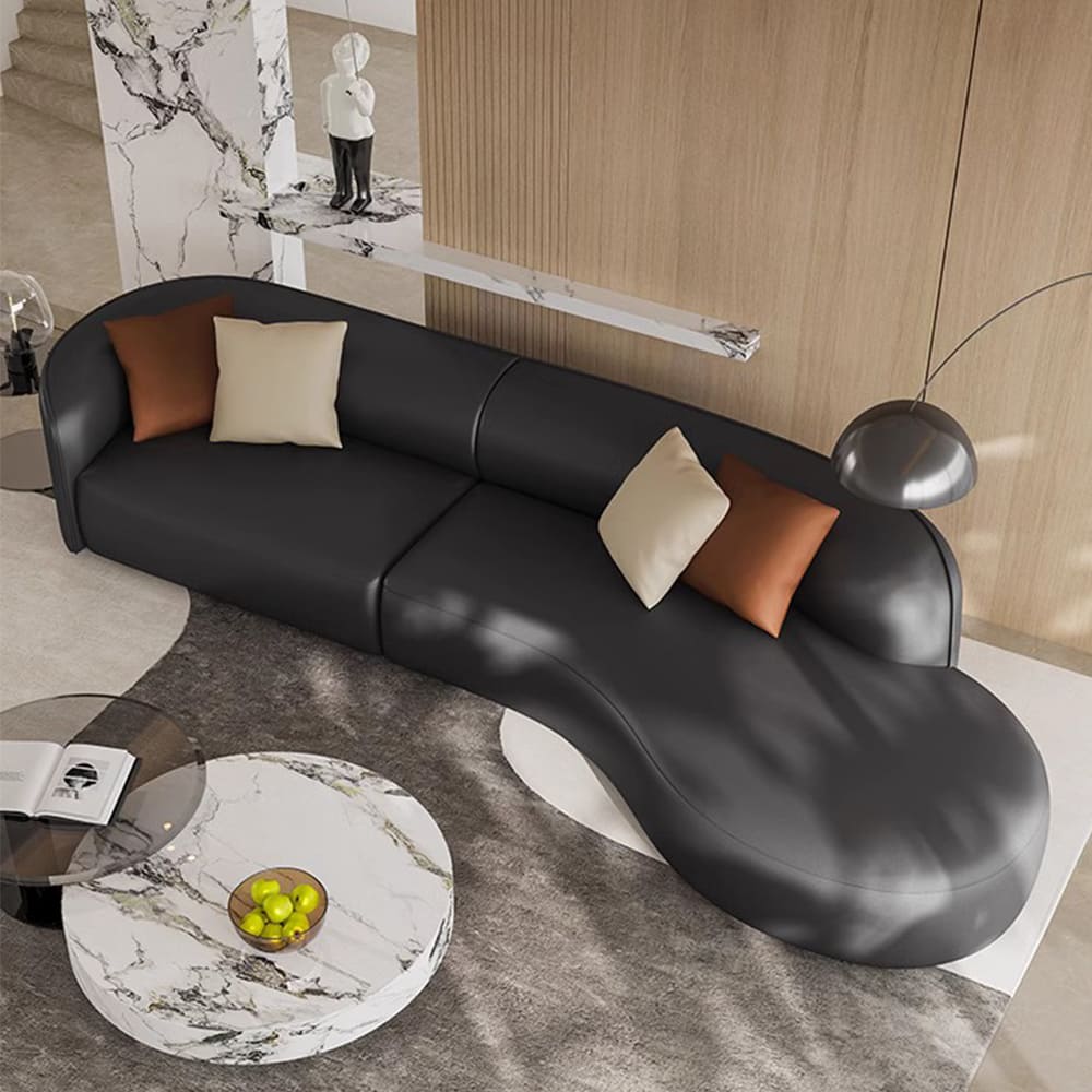 Black Leather Sectionalsofa