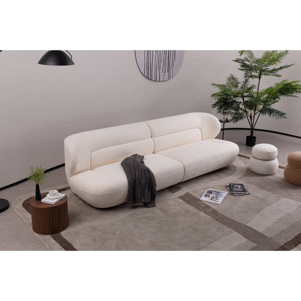 Hamore Curved Back Premium Sofa Set In Boucle