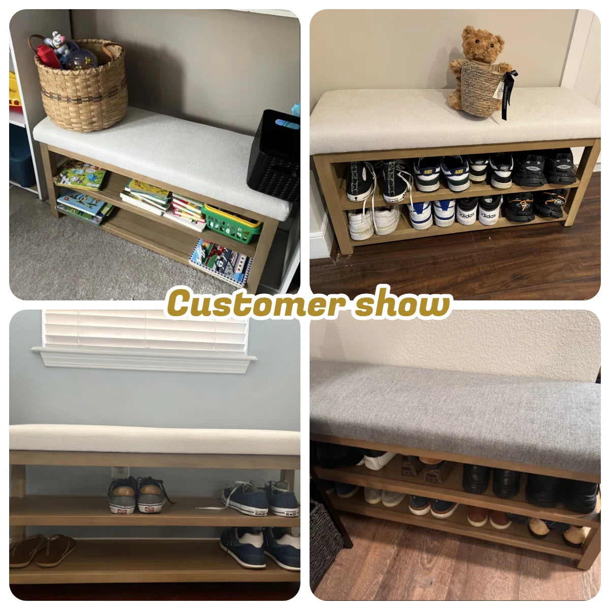New Upholstered Wooden Shoe Rack