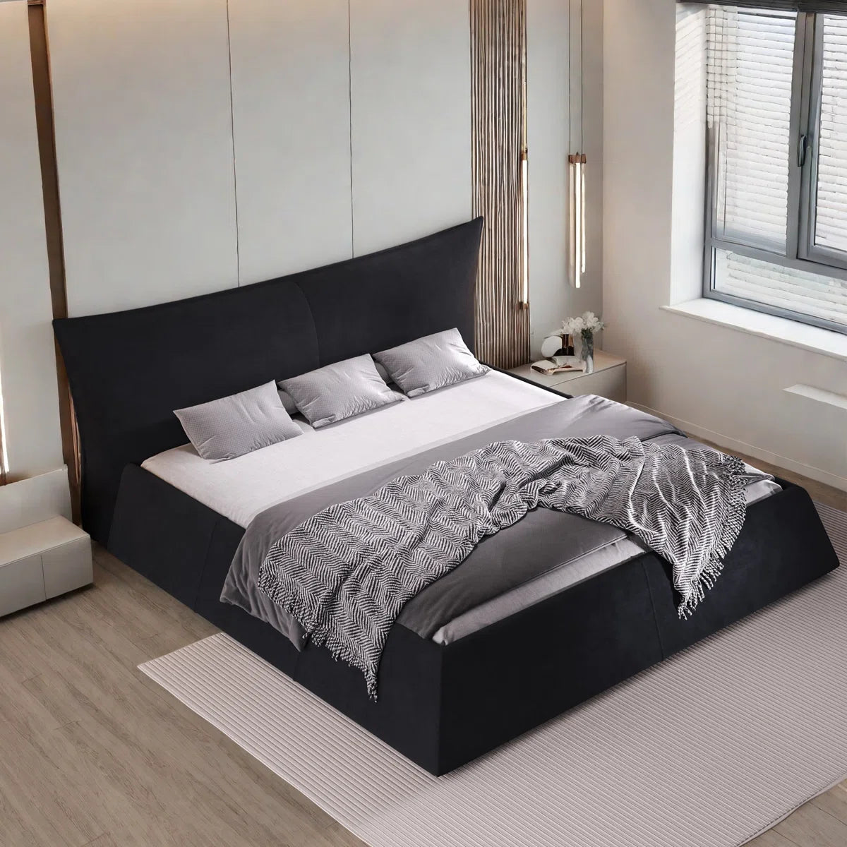 Sigma Designer Upholstered Bed In Suede