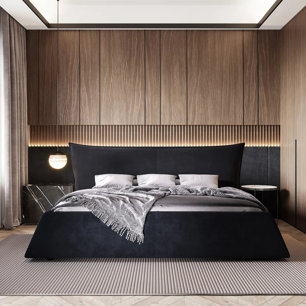 Sigma Designer Upholstered Bed In Suede