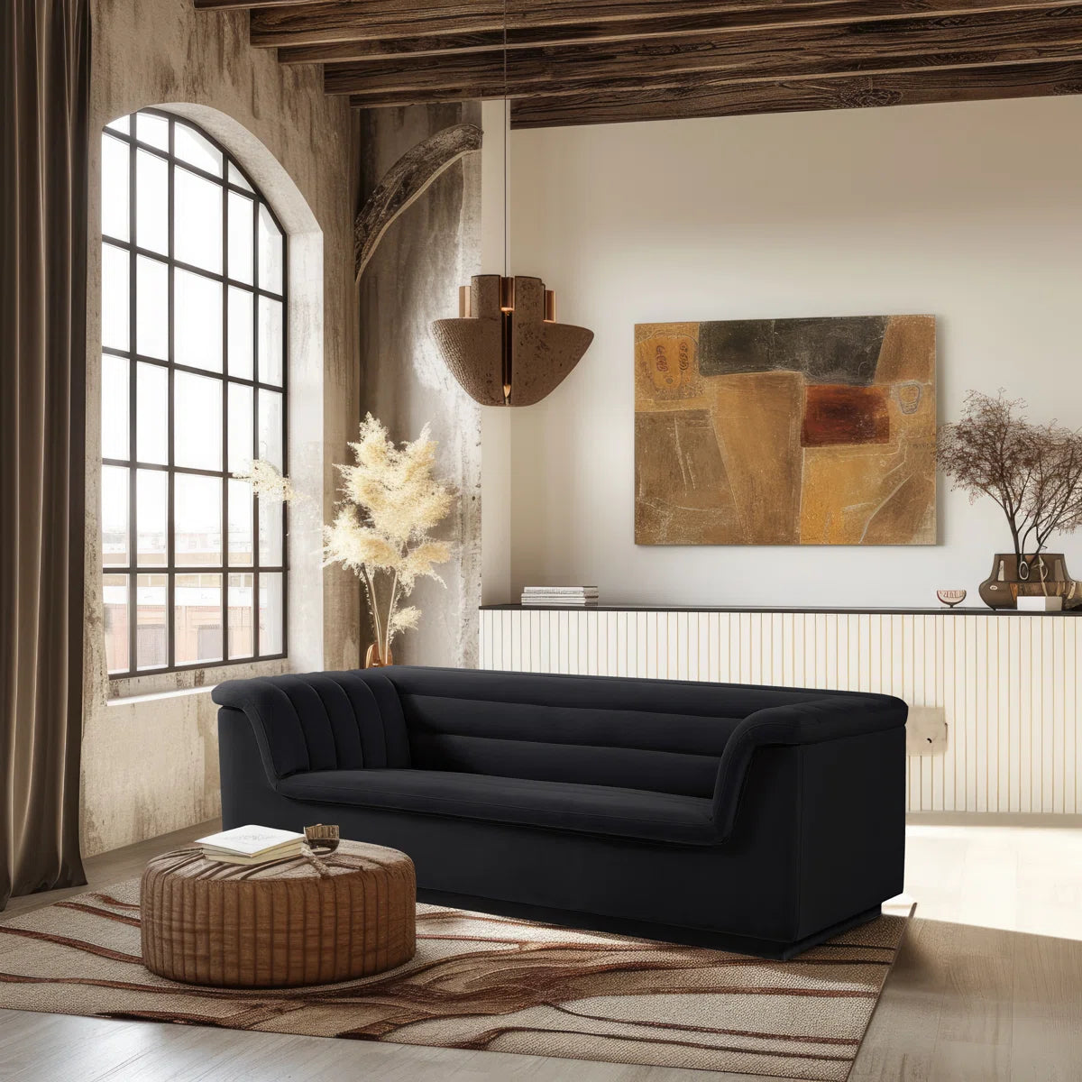 Nano Modern Upholstere Sofa In Suede
