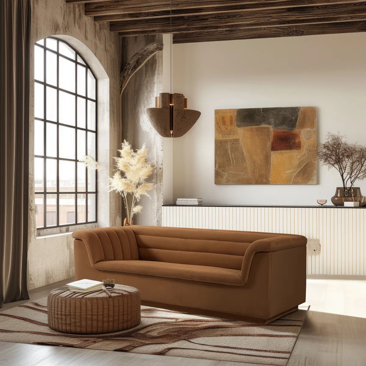 Nano Modern Upholstere Sofa In Suede