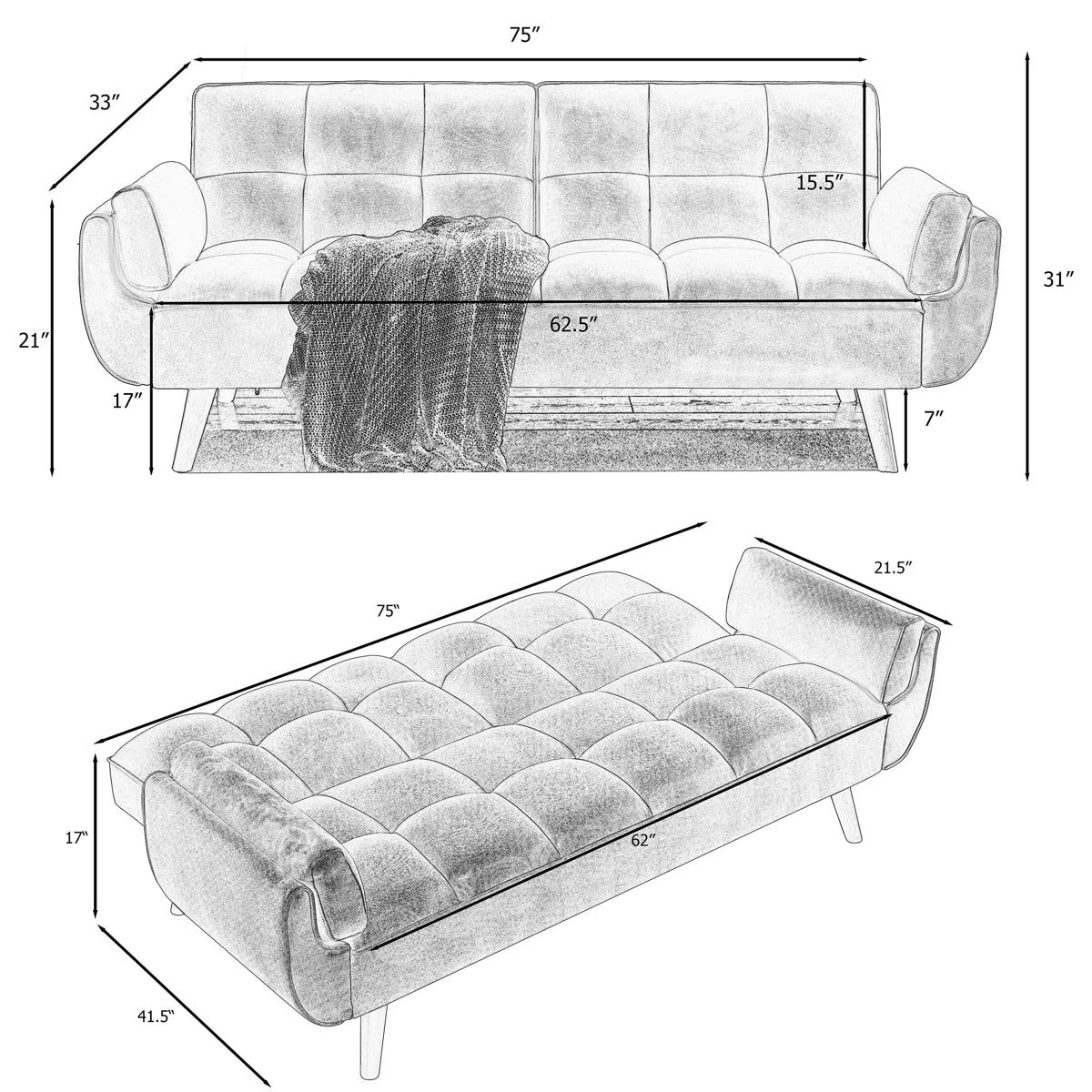 Jalena Upholstered Sofa Bed