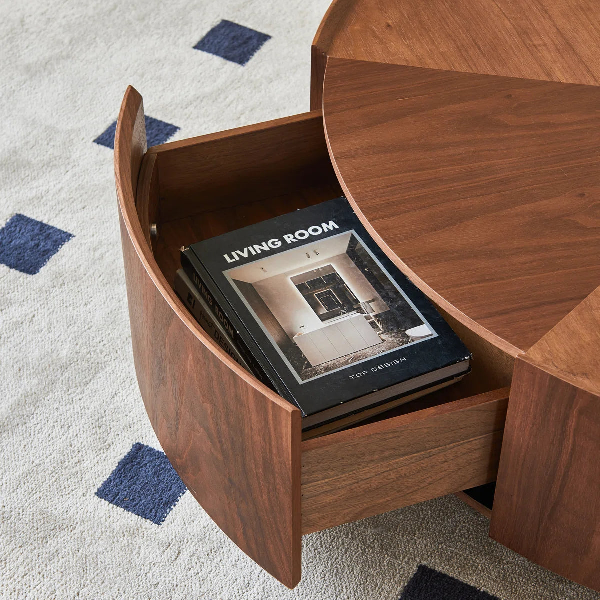 Round Walnut Solid Wood Centre Table