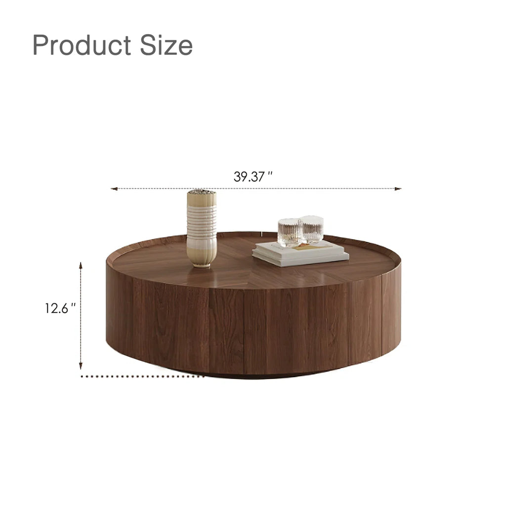 Round Walnut Solid Wood Centre Table