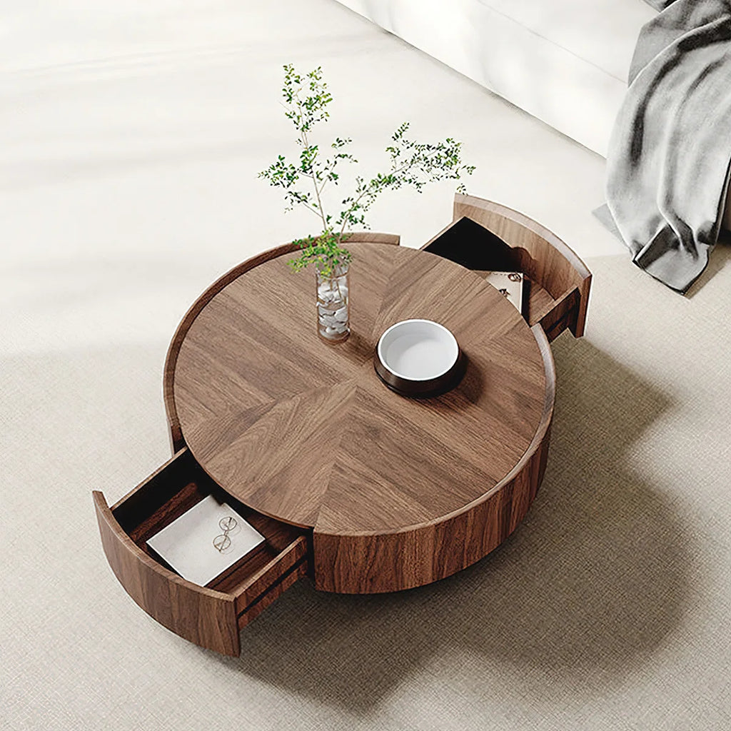 Round Walnut Solid Wood Centre Table