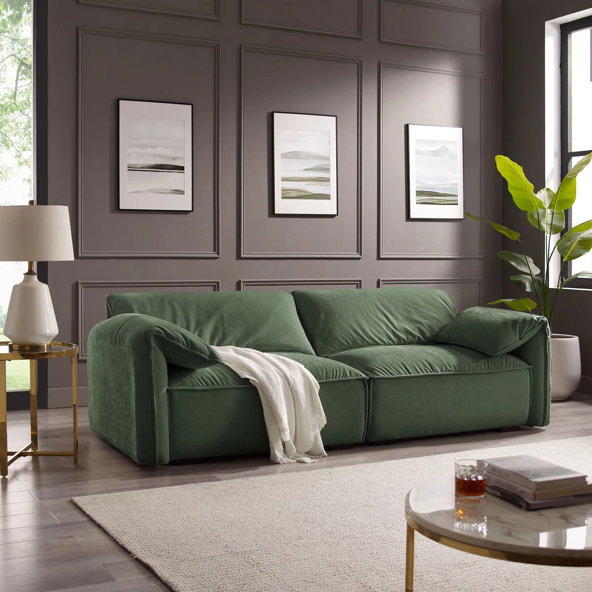 Rafael Designer Comfy Sofa Set In Suede