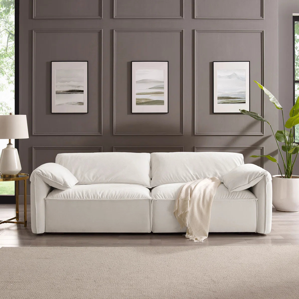 Rafael Designer Comfy Sofa Set In Suede