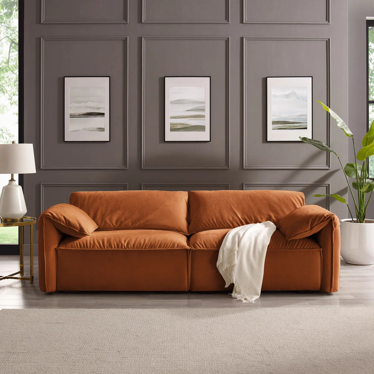 Rafael Designer Comfy Sofa Set In Suede