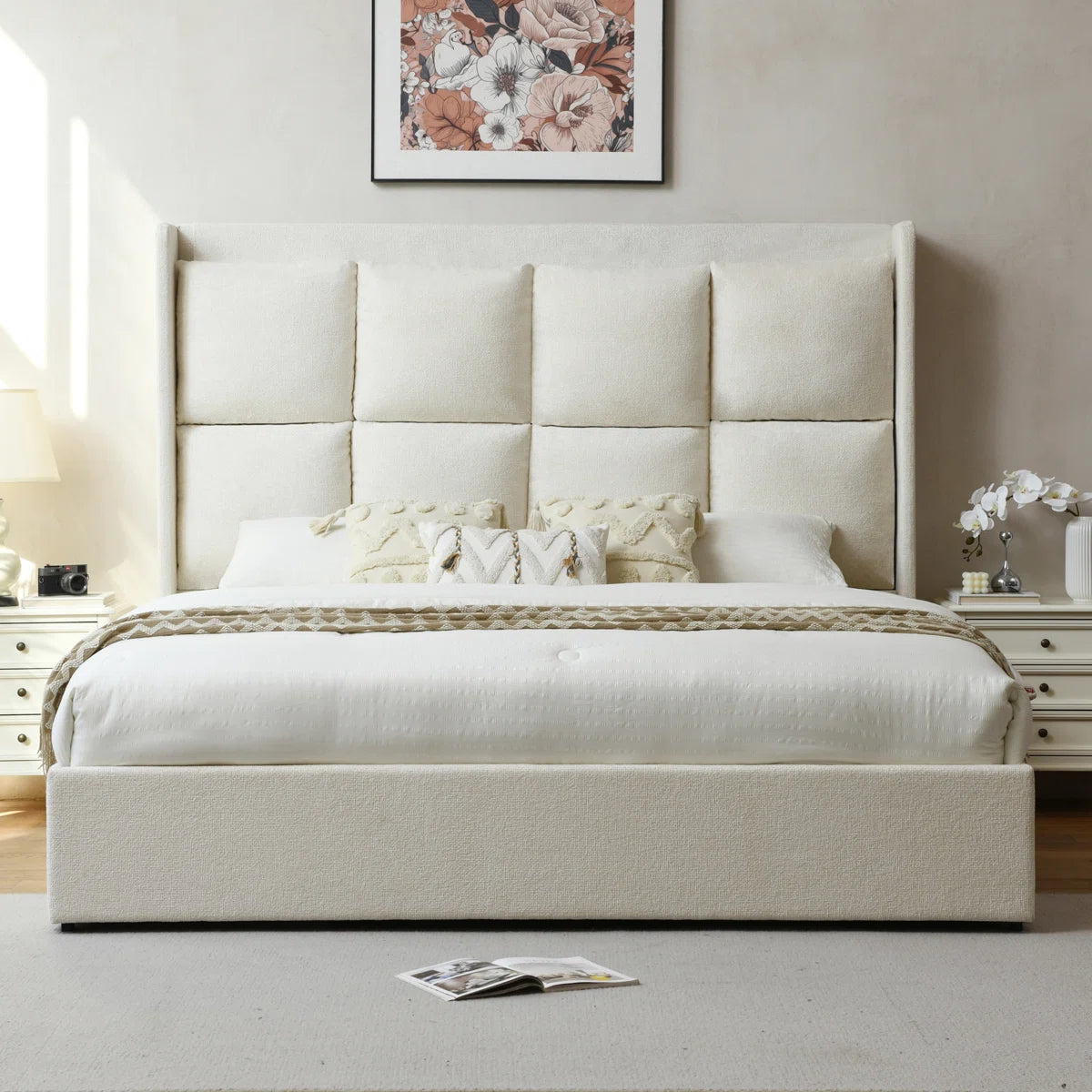 Rome Upholstered Suede Bed With Storage