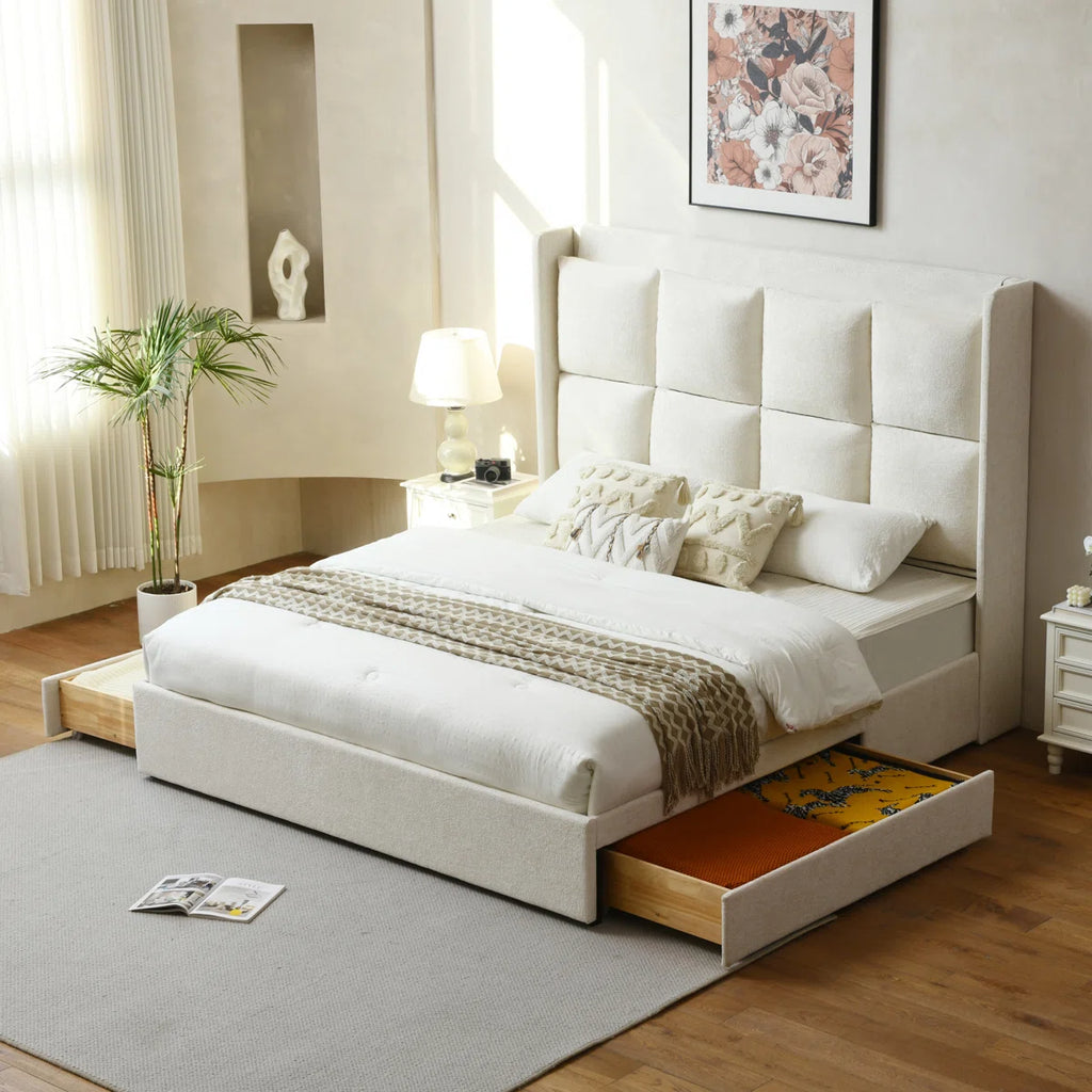 Rome Upholstered Suede Bed With Storage